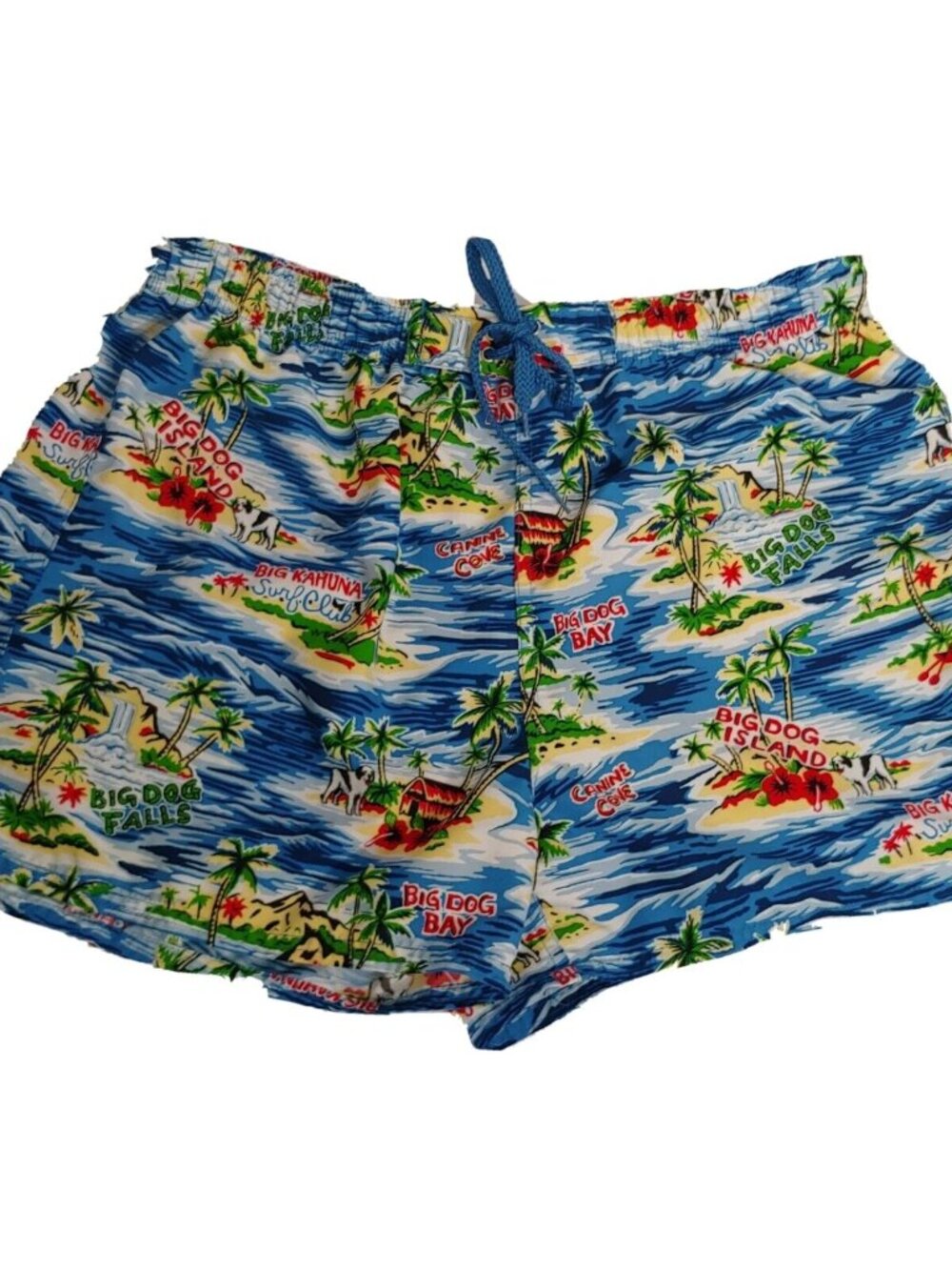 Big Dogs Swim Trunks Shorts XL Print Tropical Island Big Kahuna Beach